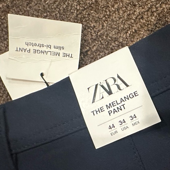NWT! Zara Men's The Melange Blue Chinos Versatile Straight Leg Pant Sz 34 - Picture 2 of 5